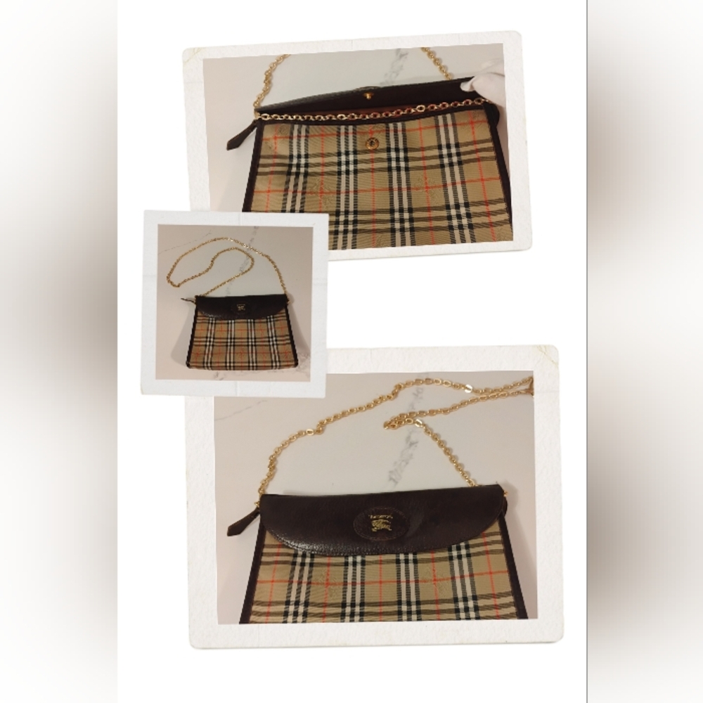 Burberrys Vintage Nova Check Clutch With Brown Leather - Picture 5 of 16